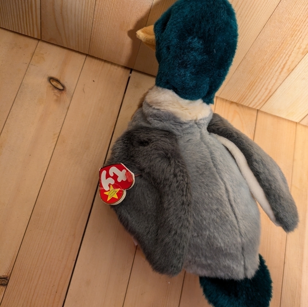 TY Plush Duck Stuffed Animal - Green and Brown - Picture 10 of 10